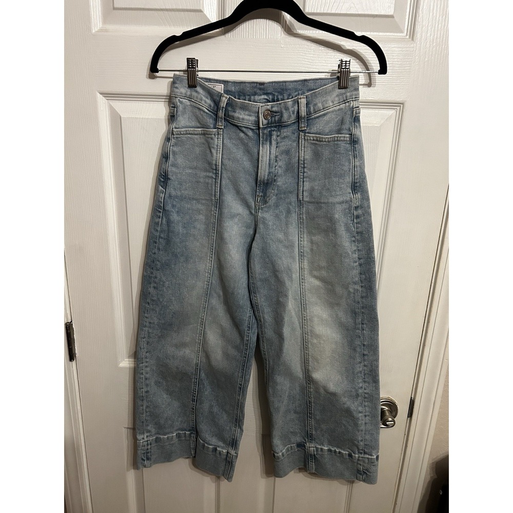 Gap 26/2 Petite High Rise Stride Ankle Wide Leg Jeans Light Wash Denim Cotton‎